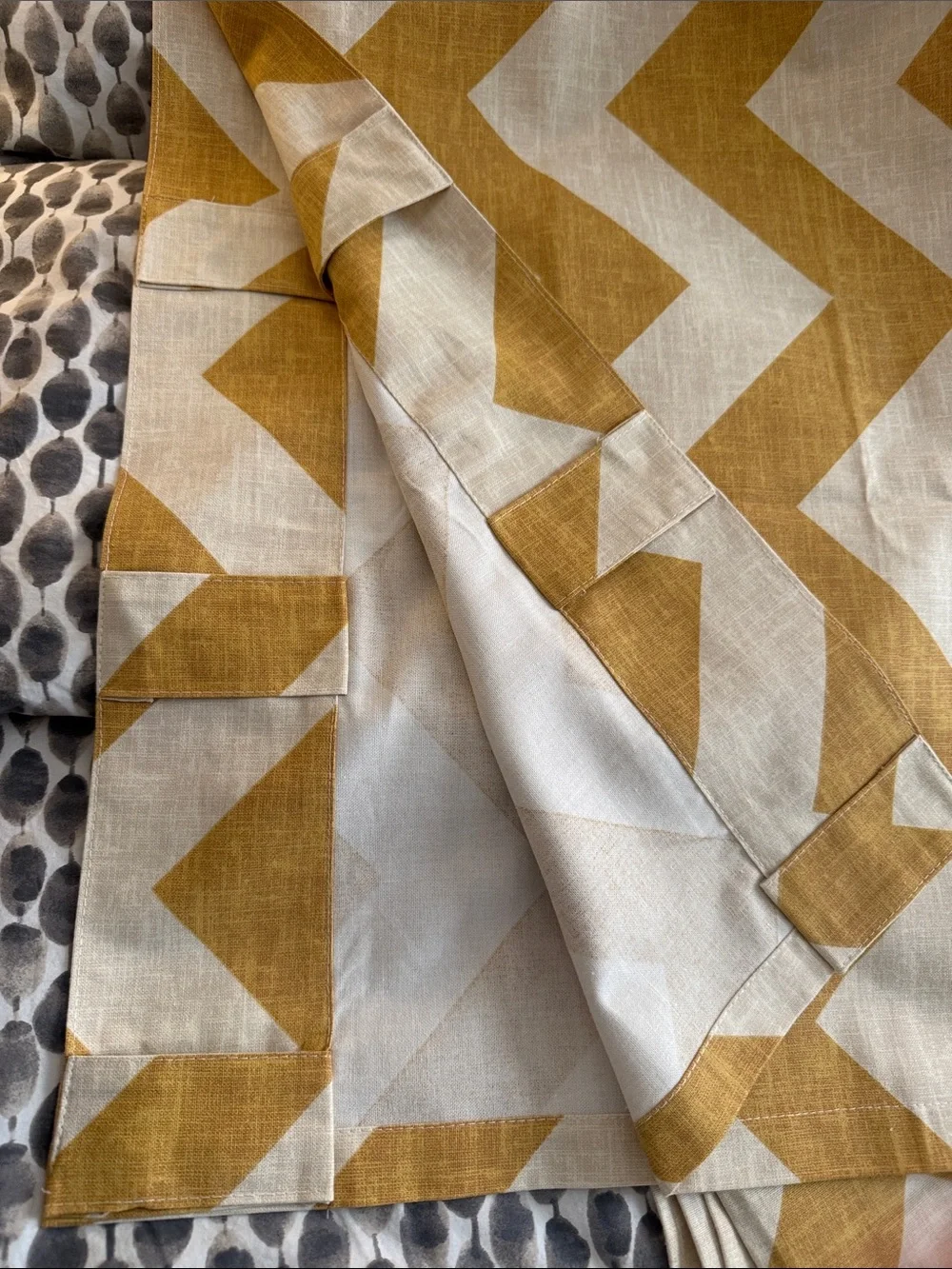 West Elm Chevron Gold/Cream 2 Curtain Panels